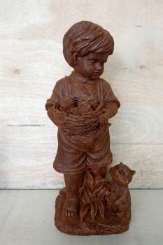 Boy with Cat Statue