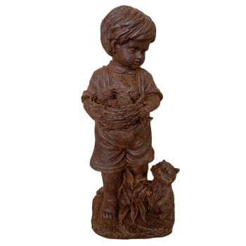 Boy with Cat Statue