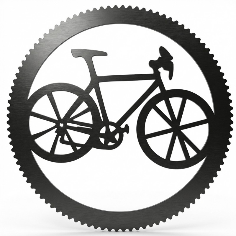BIKE AND COG ROUND WALL ART - Image 1