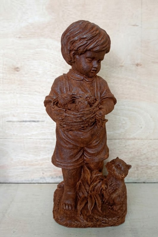Boy with Cat Statue - Image 1
