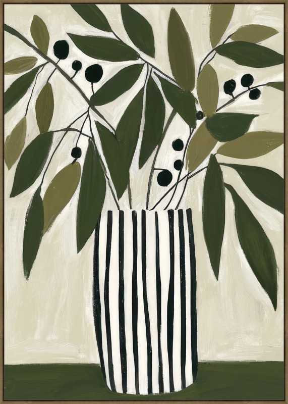 ABSTRACT OLIVES IN VASE ARTWORK - Image 1