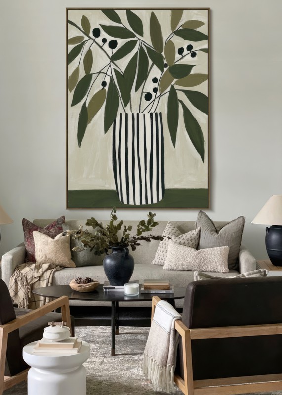 ABSTRACT OLIVES IN VASE ARTWORK - Image 2
